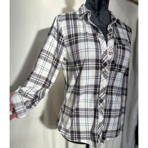 Just Be Black, White and Gold Flannel Shirt, Small